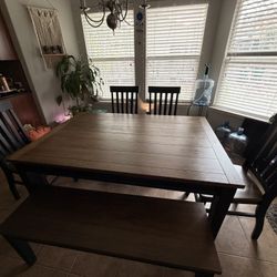 Dining Table And Set If 4 Chairs And Bench 