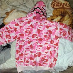Pink bape hoodie double hood size 2xl