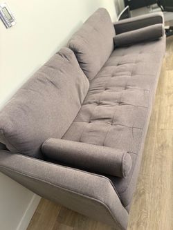 Garren 75.6' Square Arm Tufted Sofa Heather Grey