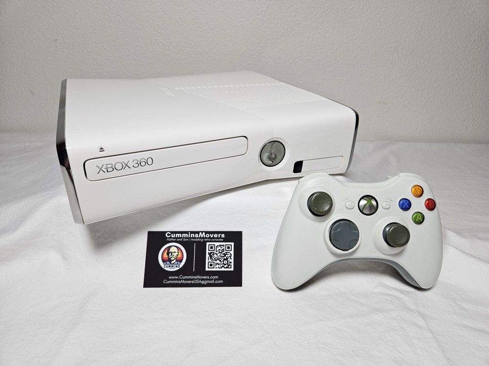 Custom White Slim Xbox 360 With Loaded 2TB Hard Drive 