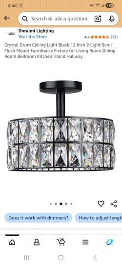 Semi Flush Mount Ceiling Light, 12 Inch Crystal Black Light Fixture, 3-Light Modern Chandelier Lighting Fixtures Ceiling Mount, Suitable for Kitchen B