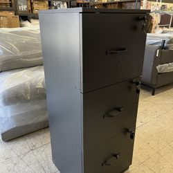 VASAGLE 3 Drawer File Cabinet with Lock - Black
