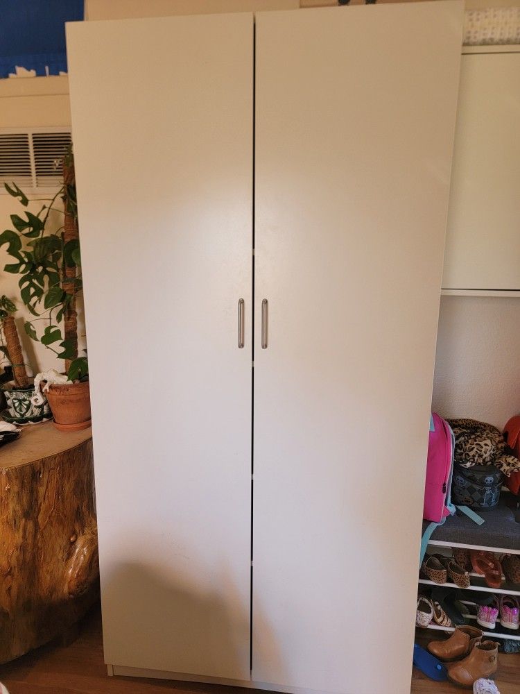 Large White Cabinet With 5 Shelves