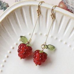  Handmade Raspberry Shaped Resin Earrings