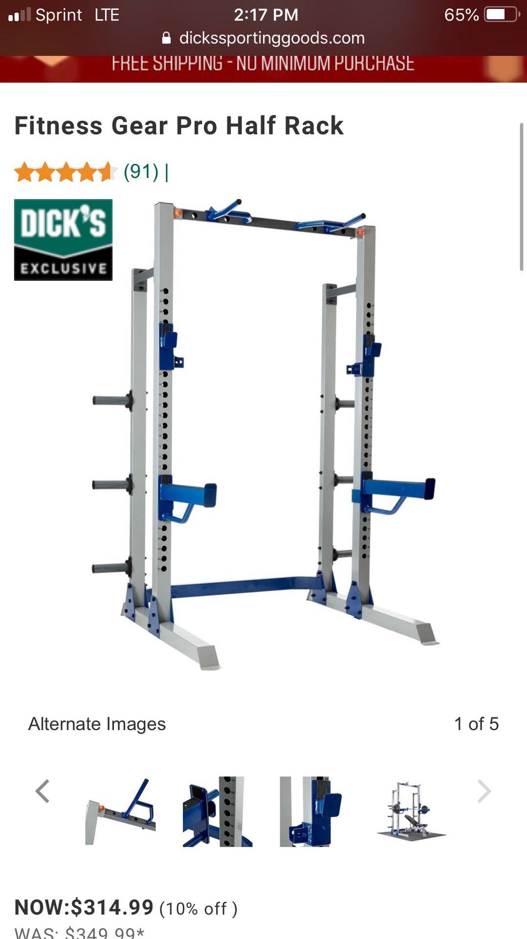 Squat Rack with Pull Up Bar, Barbell, Gold’s Gym Plates (405lbs)
