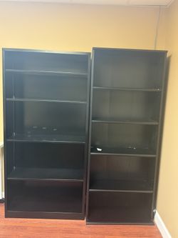 Commercial 5-Shelf Office Bookcases – Black – Excellent Condition (Pair Available)