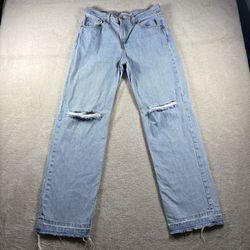 Levi's Low Pro Straight Jeans Women’s 28 Blue Light Wash Raw Hem Denim #3010