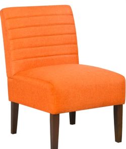34" Modern Accent Chair with Tufted Upholstery, Armless Chair with Wood Legs, Horizontal Back Design Chair for Living Room, Bedroom, Makeup Vanity, Or