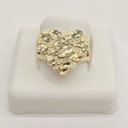 10kt Real Gold Heart-shaped Nugget Ring 