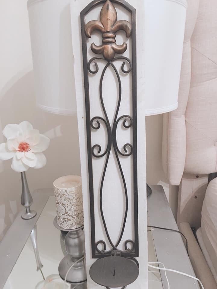 Farmhouse wooden metal candle holder