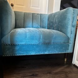 Suede Couch Chair/Love Seat. Teal/Turquoise