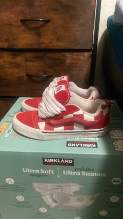 Red and white knu school vans size 10.5
