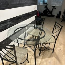 Glass Dining Table And 3 Chairs