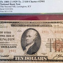 1929 $10  National Bank Note The Second NB Lexington KY Very Fine 20 