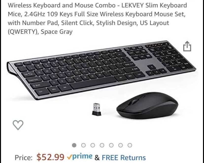 Wireless Keyboard and Mouse Combo - LEKVEY Slim Keyboard Mice, 2.4GHz 109 Keys Full Size Wireless Ke