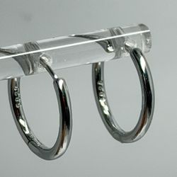 925 Sterling Silver, Stamped Hoops Earrings 