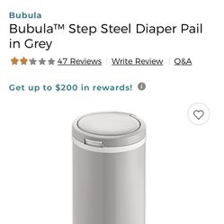 Bubula™ Step Steel Diaper Pail in Grey