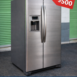 EVERYTHING MUST GO – GE Profile Stainless Steel Side-by-Side Refrigerator – Ice & Water Dispenser – $500