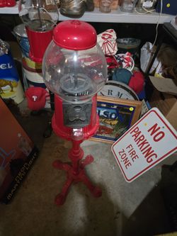 Vintage 1985 Carousel Gumball Machine With Red Stand 