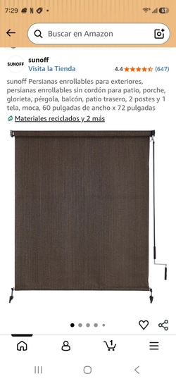 Sunoff Outdoor Roller Shade 60x72 Mocha