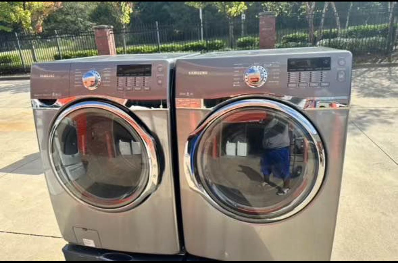 ⭐️NICE CLEAN SAMSUNG STAINLESS STEEL FRONT LOAD WASHER AND DRYER SET ⭐️