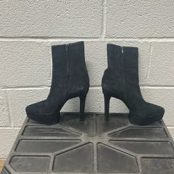 Theyskens Theory Womens Black Suede Leather Heels Stil Platform Bootie Boots 10 Usa