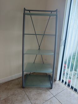 5-Tier Metal and Glass Shelf Unit