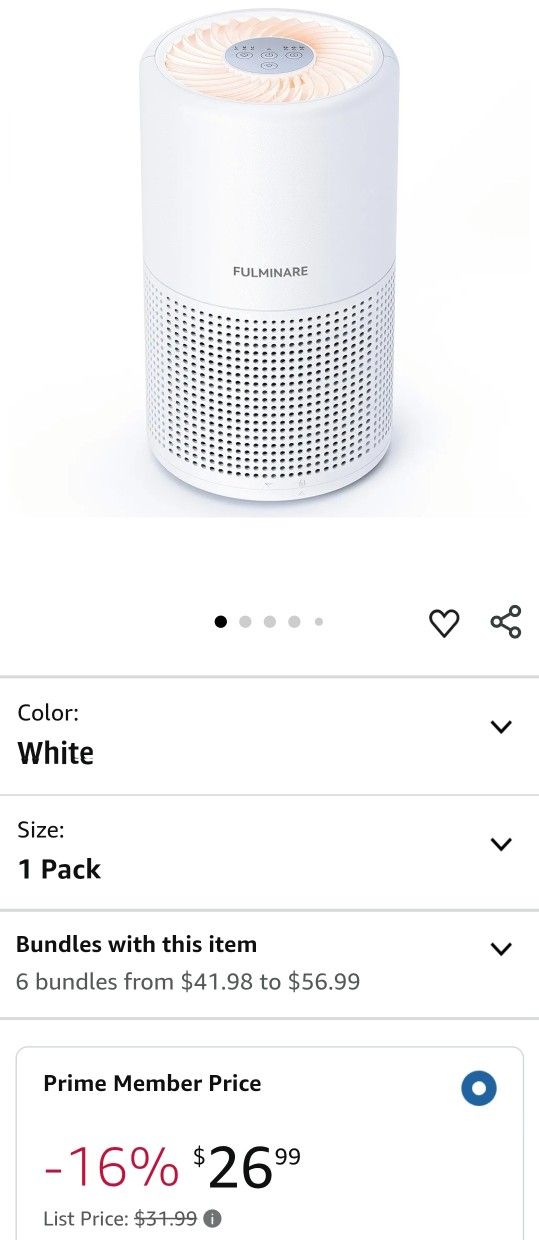 Air Purifiers for Bedroom, FULMINARE H13 True HEPA Air Filter, Quiet Air Cleaner With Night Light,Portable Small Air Purifier for Home, Office, Living