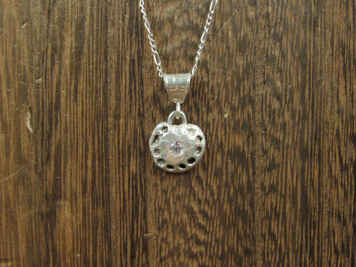 20 Inch Sterling Silver Cool Rough Made Cubic Zirconia Pendant Necklace