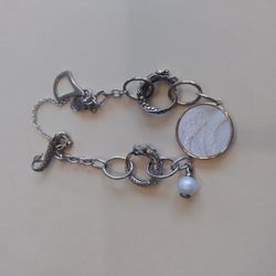 Authentic John Hardy Sterling Silver Naga Dragon Bracelet – Pearl & Mother of Pearl Inlay