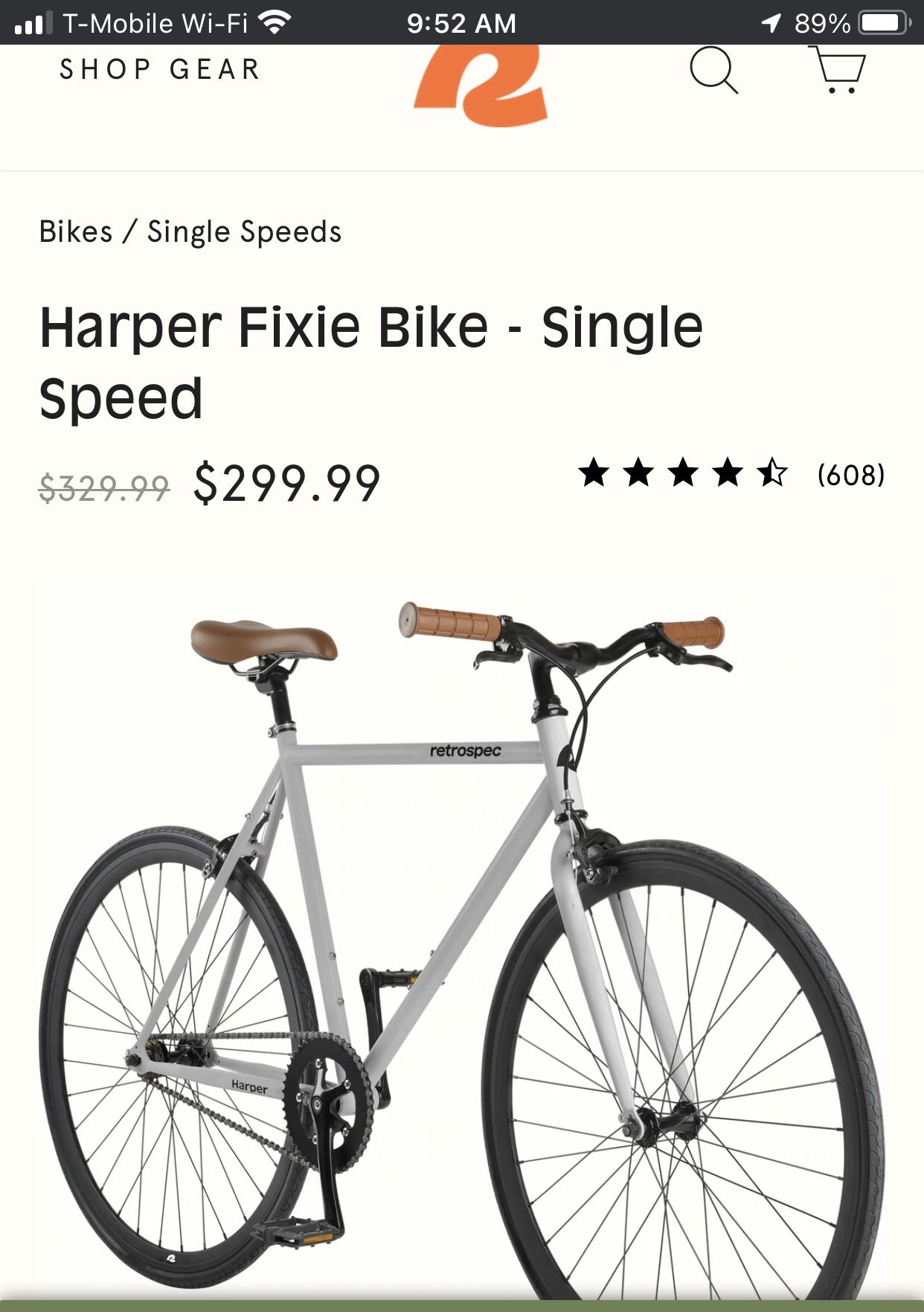 RETROSPEC-Harper Single-Speed Bike - Matte Graphite and Orange / 60CM - XL