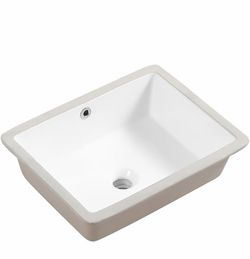 20in Undermount Bathroom Sink Rectangular, 20" X 16" Vessel Sink Rectrangle Undermount Bathroom Sink White Ceramic Lavatory Vanity Vessel Sink With Ov