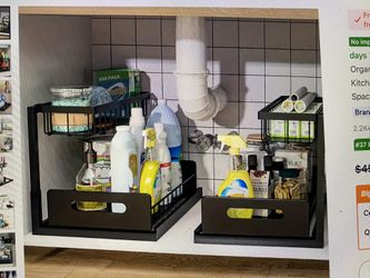 Kitchen Organizer For Under Sink, Black Metal NEW in Box