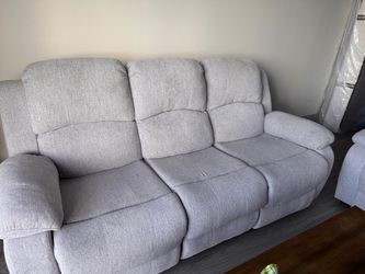 Gray Fabric Reclining 3-Seat Sofa
