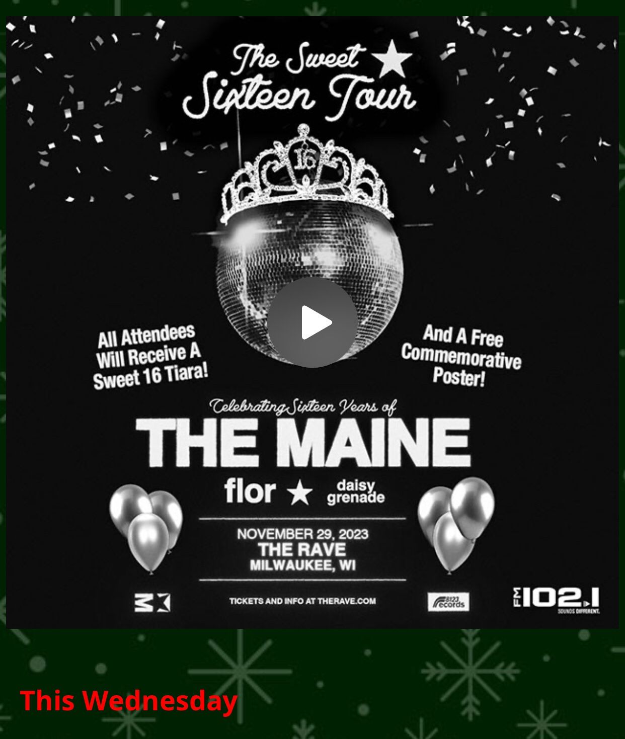 The Maine Concert Tickets - 2 Physical Tickets Milwaukee WI Nov 29th