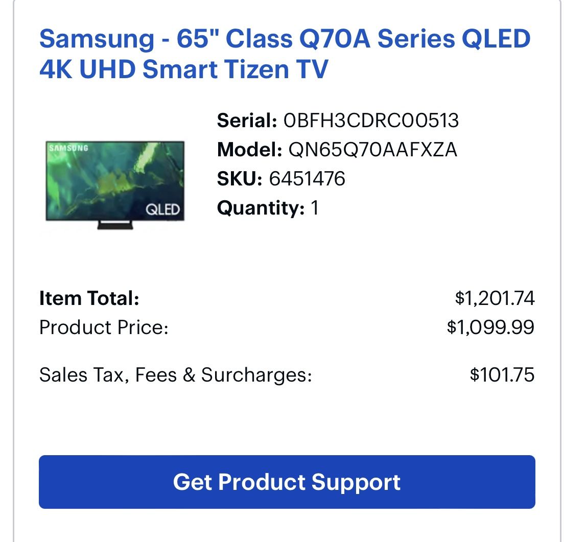 65” Samsung 4k Smart Tv