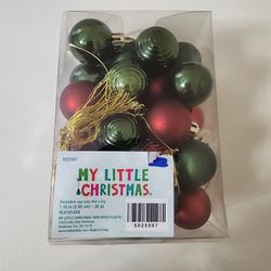 My Little Christmas Ornaments Mini  Balls 36 Pc Red & Green. Size 1.16 Inch 