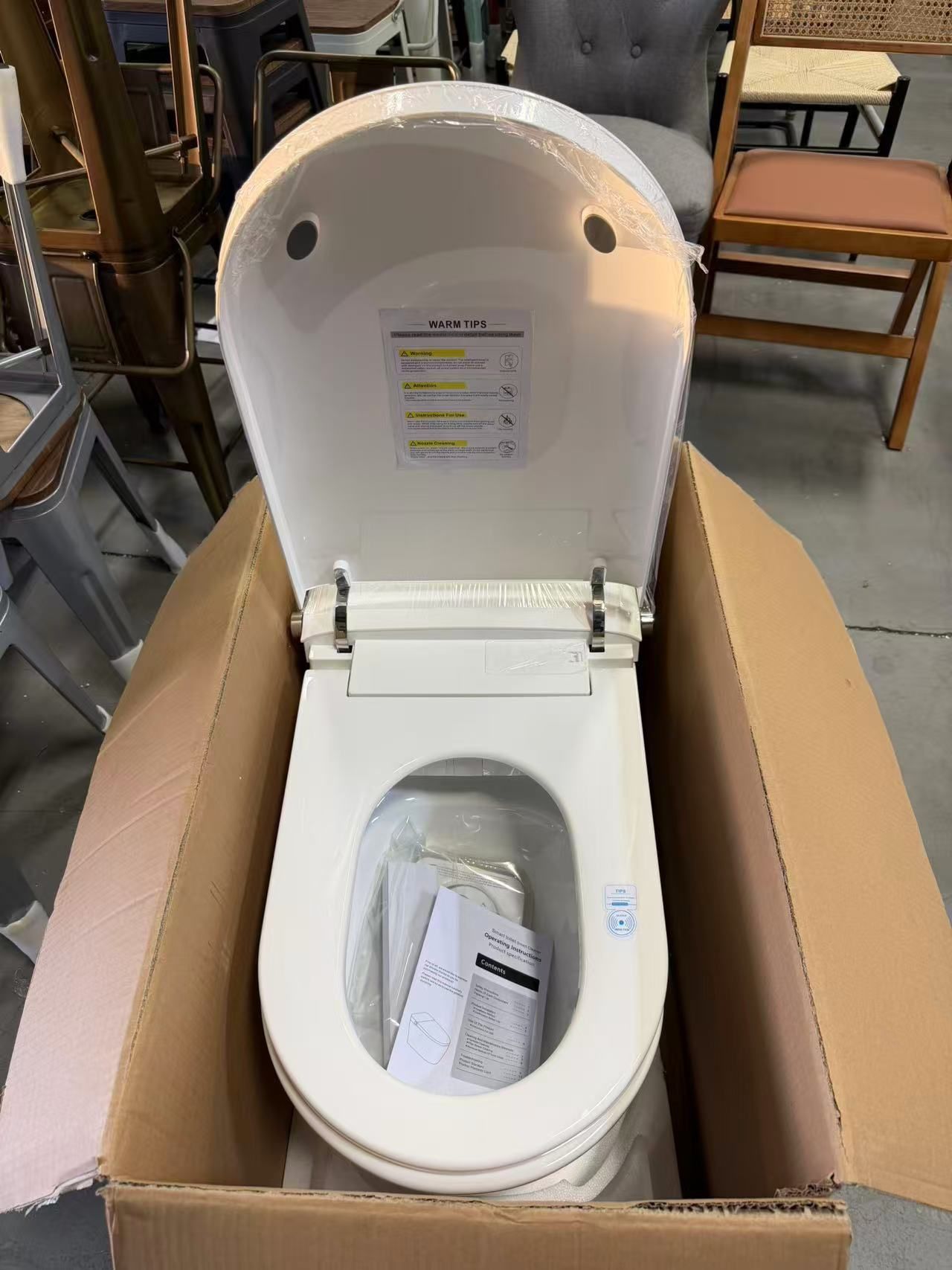 New Smart Toilet with Built-in Tank and Air Boost Pump, Powerful Flush, Auto Open