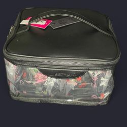 New Ed Hardy black & clear makeup bag set with 3 cosmetic pouches NWT