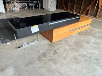 Modern TV Stand with Black and Wood Top