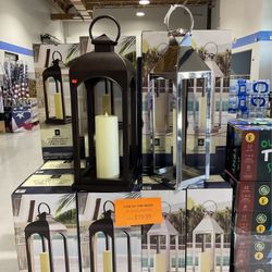 28” Iron Indoor/Outdoor Lantern W Flawless Pillar Candle (sale price ends 2/11/24) 