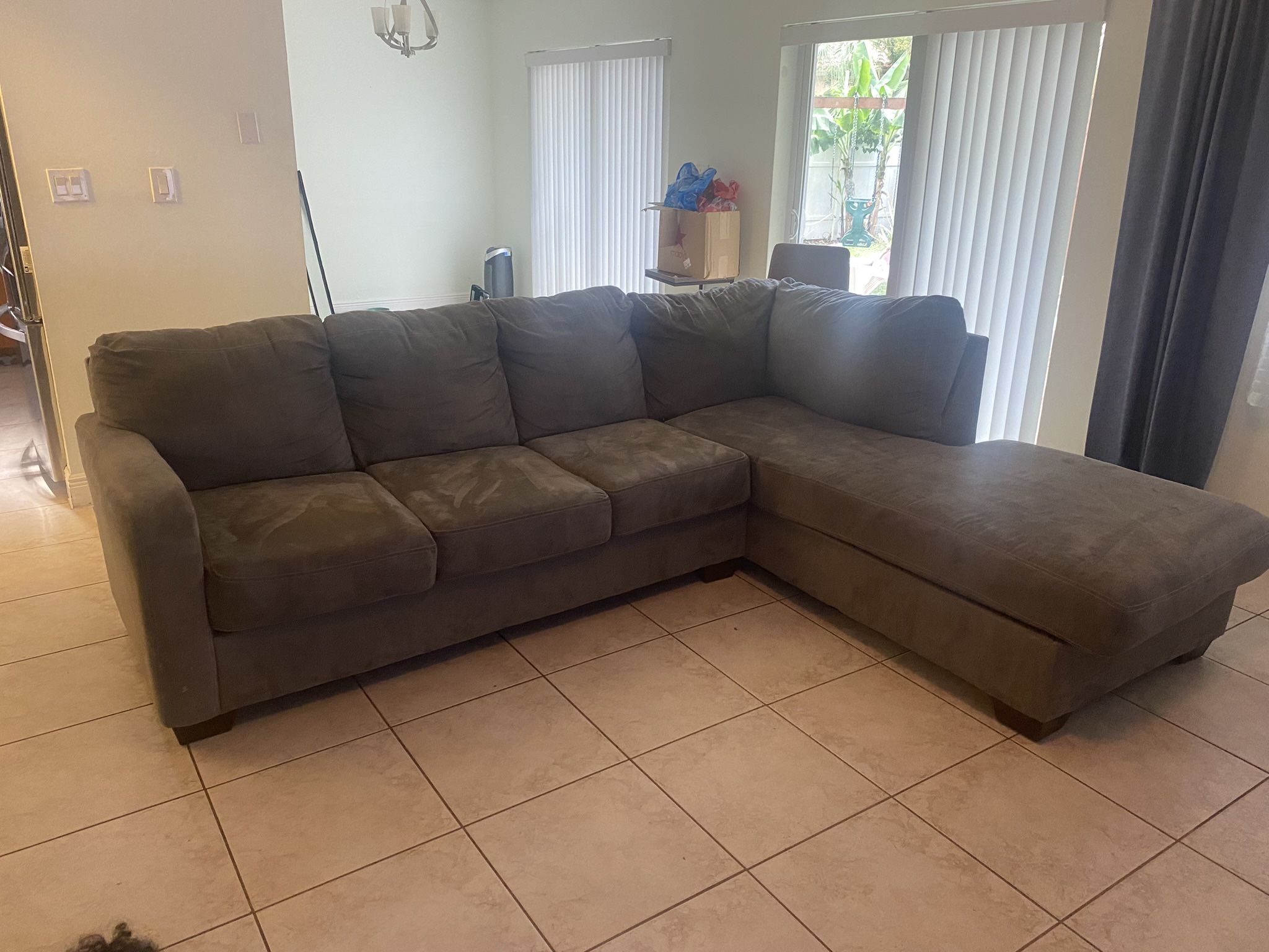 Large Grey L-Shaped Couch