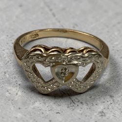 Gold double heart ring #33349