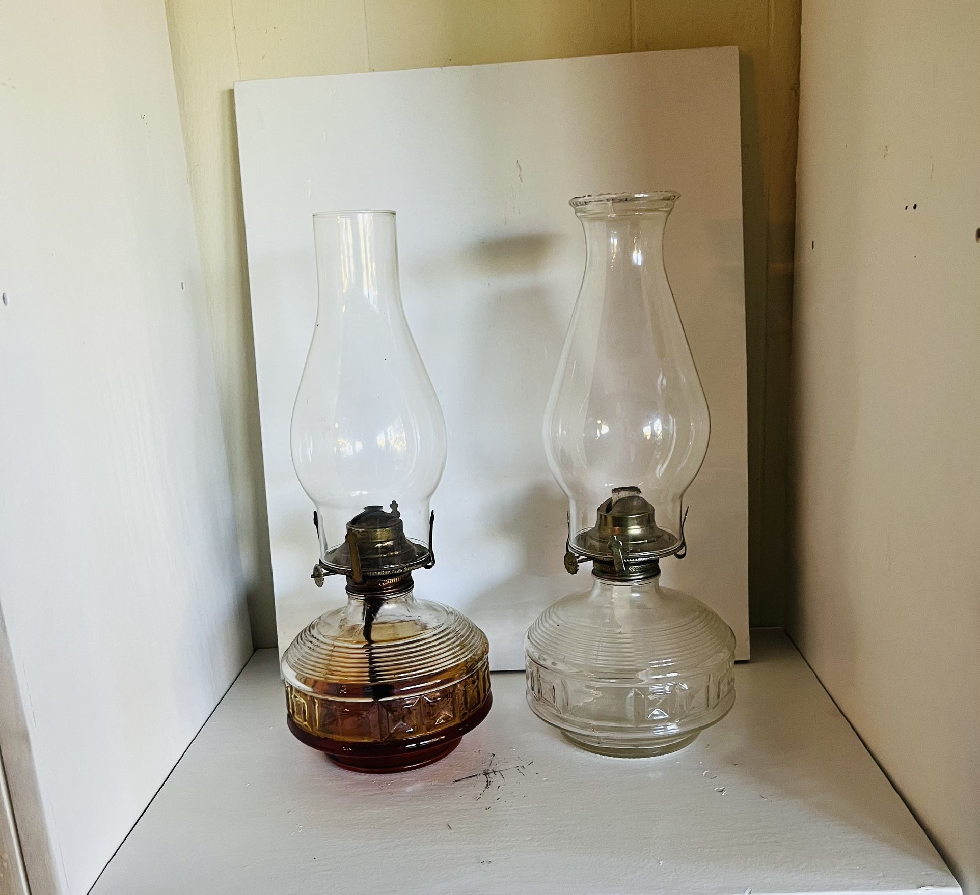 Matched Pair Of Vintage Kerosene Lamps 