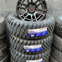 SET LT 265/70/17 MUD TERRAIN AND NEW RIMS 17” TRD WE INSTALL AND BALANCE TACOMA 4RUNNER AND MORE MESSAGE ME