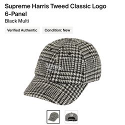 Supreme Classic Logo Harris Tweed 6 Panel Hat Camp