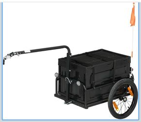 Aosom Bike Cargo Trailer Removable Storage Box Bottom Bicycle Trailer Wagon Cart