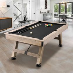 VEVOR Billiards Table, 7 ft Pool Table, Adjust Legs Stable Billiards Table, Pool Table Set Includes Balls, Cues, Chalks and Brush, Wood Color w