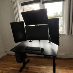 4x 4K Monitor Bundle – ASUS ProArt + Dell Curved Displays w/ Monitor Arms (Home Office Setup)