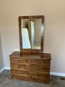 Wood Dresser with Mirror